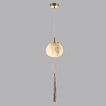 Подвесной светильник с шарообразным плафоном из белого стекла с подвеской из камня и кисточкой Agatelle варинант исполнения - 4 | Loft Concept в Ростове-на-Дону