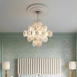 Люстра  с каскадом из круглых декоративных элементов  White Clear Glass Chandelier варинант исполнения - 5 | Loft Concept в Ростове-на-Дону