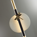 Подвесной светильник с шарообразным плафоном из алебастра и бронзовой декоративной стрекозой Alaris  варинант исполнения - 6 | Loft Concept в Ростове-на-Дону