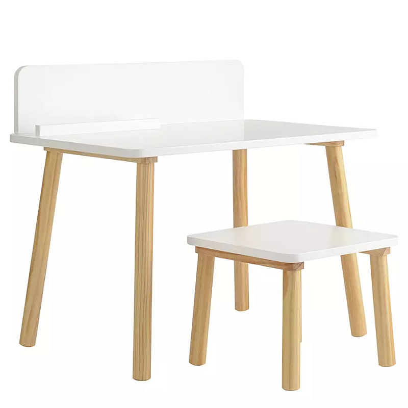 Набор детской мебели белый Childrens Table with Stool Белый Голубой в Ростове-на-Дону | Loft Concept 