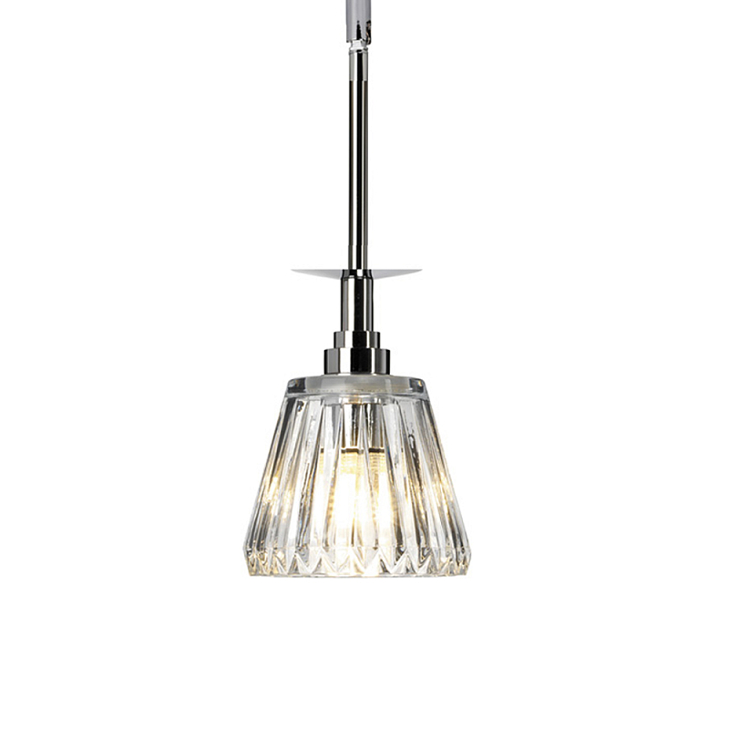Подвесной светильник хромированного цвета с граненым прозрачным стеклянным плафоном Elstead Lighting Прозрачное Стекло Хром в Ростове-на-Дону | Loft Concept 