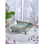 Блюдо прямоугольное из голубого фарфора с ручками и рисунком птиц и цветов Blue Garden варинант исполнения - 2 | Loft Concept в Ростове-на-Дону