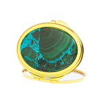 Зеркало карманное складное овальное из натурального камня Малахит с Хризоколлой Gold Stone Mirrors варинант исполнения - 2 | Loft Concept в Ростове-на-Дону