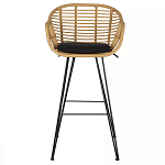 Стул барный с ротанговым плетением Half Bar Chair with Wicker с подлокотниками варинант исполнения - 1 | Loft Concept в Ростове-на-Дону