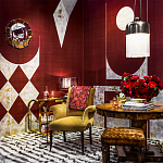 Обои ручная роспись в стиле Арт-деко Assemblage Original colourway on red silk dupion варинант исполнения - 1 | Loft Concept в Ростове-на-Дону