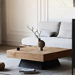 Дизайнерский журнальный стол квадратный с черным трапециевидным основанием Wokab варинант исполнения - 3 | Loft Concept в Ростове-на-Дону