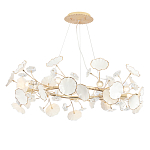 Люстра круглая с белыми лепестками из керамики и прозрачными хрустальными цветками Диаметр 82 см Wintery flovers варинант исполнения - 1 | Loft Concept в Ростове-на-Дону