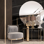 Настольная лампа с цилиндрическим абажуром из коричневой ткани и золотыми трубочками Brown Aura варинант исполнения - 4 | Loft Concept в Ростове-на-Дону