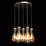 Люстра с 7-ю прозрачными плафонами из стекла в форме капли на круглом потолочном основании цвета хром Lucid Rain  варинант исполнения - 3 | Loft Concept в Ростове-на-Дону