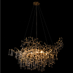 Подвесная люстра в виде ветвей деревьев золотого цвета с прозрачными подвесками-каплями 10 и 14 ламп Droplet Chandelier варинант исполнения - 4 | Loft Concept в Ростове-на-Дону