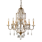 Люстра в бронзовом цвете с 6-ю лампами в форме свечей со стеклянными подвесками в классическом стиле Feiss варинант исполнения - 1 | Loft Concept в Ростове-на-Дону