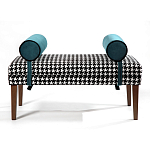 Банкетка Banquette PIED DE POULE с принтом гусиная лапка и синими подлокотниками  варинант исполнения - 1 | Loft Concept в Ростове-на-Дону