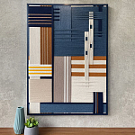 Панно из шнура Синяя геометрическая абстракция wall panel line Blue варинант исполнения - 1 | Loft Concept в Ростове-на-Дону