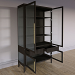 Витрина Primo со стеклянными фасадами и 2 ящиками Темный орех варинант исполнения - 6 | Loft Concept в Ростове-на-Дону