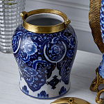 Ваза с насыщенным синим орнаментом и золотой крышкой Blue & White Ornament  варинант исполнения - 4 | Loft Concept в Ростове-на-Дону