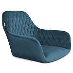 Стул с мягкой синей обивкой из велюра и подъемно-поворотным механизмом на черных колесиках Harper Blue варинант исполнения - 2 | Loft Concept в Ростове-на-Дону