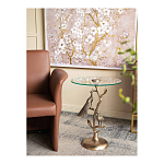 Столик с круглой стеклянной столешницей и корпусом в виде двух павлинов на ветке Table Two Peacocks варинант исполнения - 7 | Loft Concept в Ростове-на-Дону