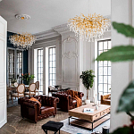 Люстра подвесная с прозрачными стеклянными подвесками в форме капель Диаметр 100 см Droplet Chandelier варинант исполнения - 11 | Loft Concept в Ростове-на-Дону