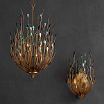 Бра настенное золотое с декором из бирюзовых элементов Peacock Tail варинант исполнения - 4 | Loft Concept в Ростове-на-Дону