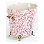 Кашпо из белого фарфора с розовым цветочным орнаментом Eden Garden варинант исполнения - 2 | Loft Concept в Ростове-на-Дону