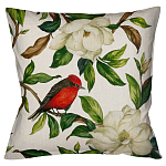 Декоративная подушка бежевая с изображением птиц и цветов Blooming Birds варинант исполнения - 1 | Loft Concept в Ростове-на-Дону