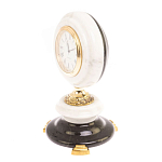 Часы настольные бронзовые из натуральных камней Мрамор и Змеевик Stone Clock варинант исполнения - 2 | Loft Concept в Ростове-на-Дону