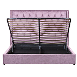 Кровать двуспальная фиолетовая с основанием из массива дерева с мягким изголовьем Velour Beds варинант исполнения - 3 | Loft Concept в Ростове-на-Дону