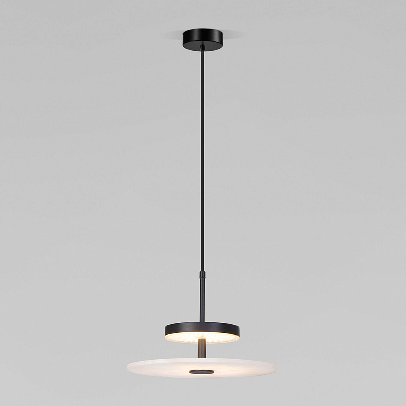 Светодиодный подвесной светильник черный с мраморным рассеивателем Черный Белый Мрамор Bianco в Ростове-на-Дону | Loft Concept 