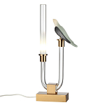 Настольная лампа с прозрачной трубкой и декоративной фигуркой птицы на бронзовой подставке Ganthea варинант исполнения - 2 | Loft Concept в Ростове-на-Дону