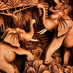 Панно из дерева пять слонов Panel With Animals варинант исполнения - 4 | Loft Concept в Ростове-на-Дону