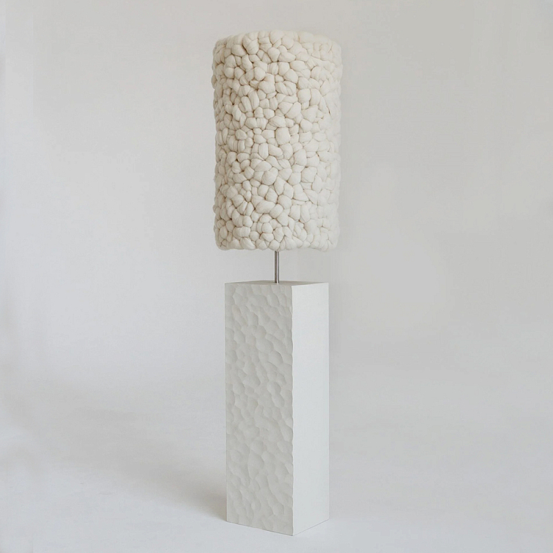 Торшер белый с вязаным абажуром Woolen Floor Lamp Белый Торшер белый с вязаным абажуром Woolen Floor Lamp Белый в Ростове-на-Дону | Loft Concept