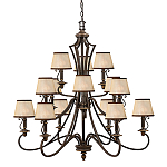 Люстра бронзового цвета с бежевыми абажурами из органзы в классическом стиле Hinkley варинант исполнения - 1 | Loft Concept в Ростове-на-Дону