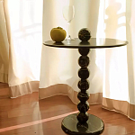 Дизайнерский журнальный стол с основанием в виде черных мраморных бусин Mybimus варинант исполнения - 1 | Loft Concept в Ростове-на-Дону