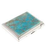 Портсигар на 20 сигарет с газовой зажигалкой из натурального камня Апатит Голубой Stone Cigarettes Cases варинант исполнения - 1 | Loft Concept в Ростове-на-Дону