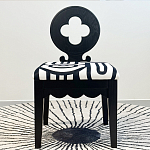 Дизайнерский стул с круглой деревянной спинкой Black and White Clover варинант исполнения - 2 | Loft Concept в Ростове-на-Дону