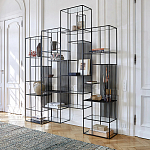 Стеллаж из металла и стекла Menzie Black Stripes Metal Rack варинант исполнения - 6 | Loft Concept в Ростове-на-Дону