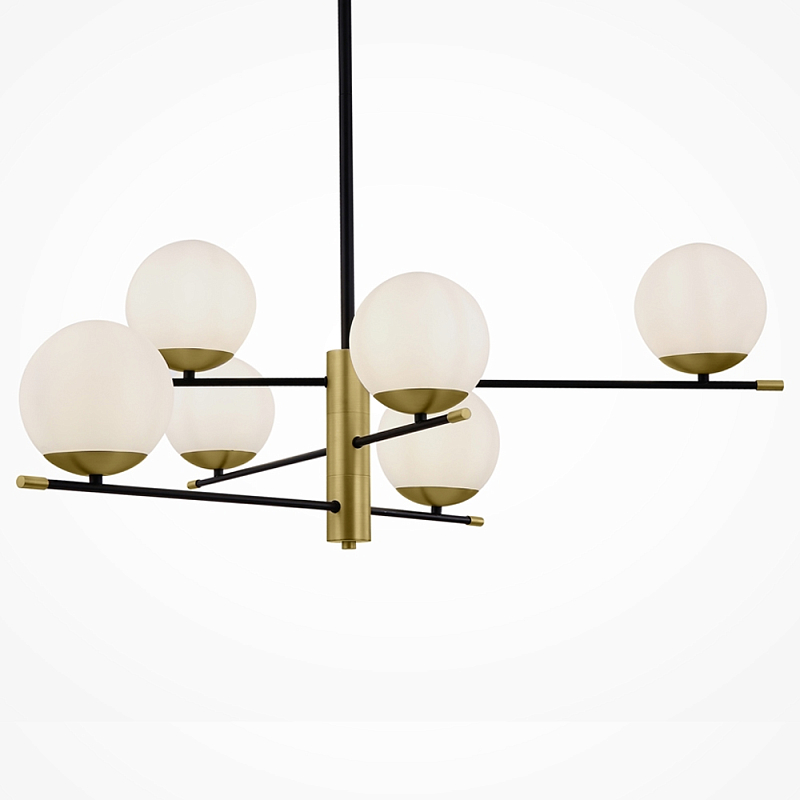 Светильник Spike Six Balls Hanging Lamp матовое золото Прозрачный белый в Ростове-на-Дону | Loft Concept 