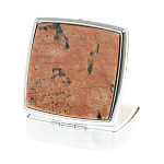 Таблетница карманная квадратная с 2-мя отделениями с зеркалом и накладкой из натурального камня Пегматит Silver Stone Pillboxes варинант исполнения - 2 | Loft Concept в Ростове-на-Дону