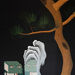 Обои ручная роспись The Art of Learning and Steps for the Flowers by Teo Yang Original colourway on Pitch dyed silk варинант исполнения - 2 | Loft Concept в Ростове-на-Дону