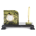 Настольный письменный набор из змеевика с визитницей с часами и ручкой Successful Leader варинант исполнения - 1 | Loft Concept в Ростове-на-Дону