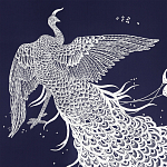 Обои ручная роспись в стиле Арт-деко Whistler Peacocks Special Colourway on Empire Blue dyed silk варинант исполнения - 1 | Loft Concept в Ростове-на-Дону