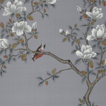 Обои ручная роспись Japanese Garden Original colourway on Gun Metal dyed silk варинант исполнения - 2 | Loft Concept в Ростове-на-Дону