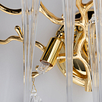 Бра золотого цвета с разветвленными ветвями и длинными прозрачными подвесками в форме стеклянных сосулек Droplet Chandelier варинант исполнения - 6 | Loft Concept в Ростове-на-Дону