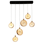 Подвесной светильник с плафонами из рельефного стекла Peony Glass Bronze Six варинант исполнения - 2 | Loft Concept в Ростове-на-Дону