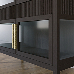 Витрина Primo со стеклянными фасадами и 2 ящиками Темный орех варинант исполнения - 3 | Loft Concept в Ростове-на-Дону