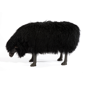 Банкетка Овечка черная Sheep Bench Black head down