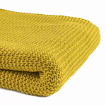 Плед из хлопка жемчужной вязки горчичного цвета Waffle Comfort варинант исполнения - 2 | Loft Concept в Ростове-на-Дону