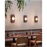 Настенный светильник овальный с деревянным основанием Wood Wall Lamp варинант исполнения - 1 | Loft Concept в Ростове-на-Дону