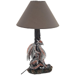 Настольная лампа с абажуром Дракон Silver Red Dragon Коричневый абажур варинант исполнения - 1 | Loft Concept в Ростове-на-Дону