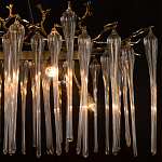 Люстра подвесная прямоугольная с бронзовыми акцентами и прозрачными стеклянными каплями Droplet Chandelier варинант исполнения - 6 | Loft Concept в Ростове-на-Дону